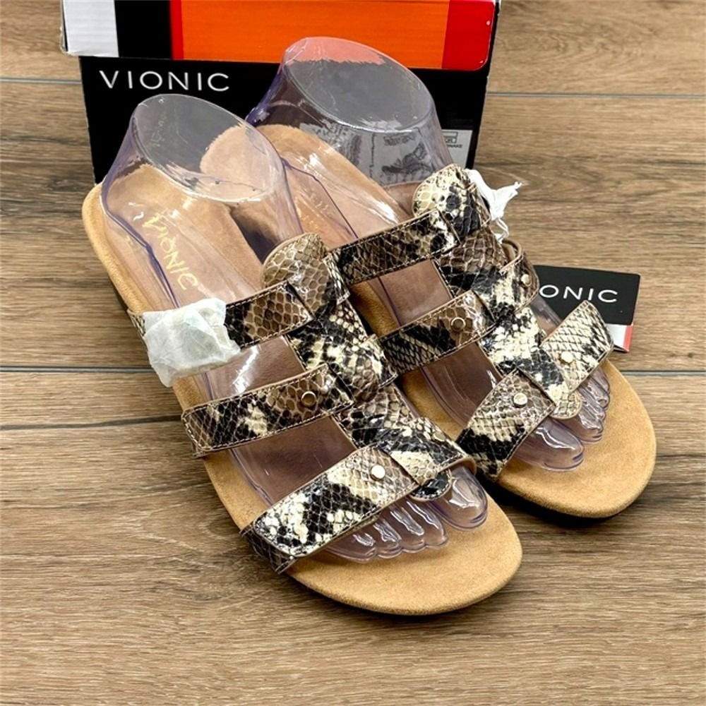 Vionic Park Radia Sandals Women's Size 8‎ Natural Snake Comfort Wedge NWT